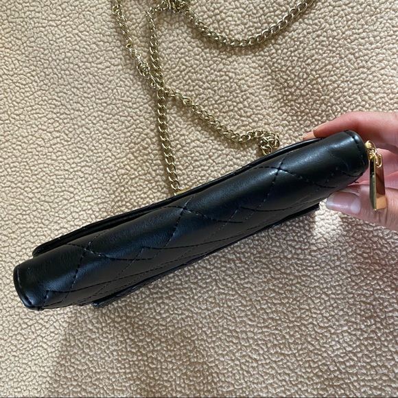 MERONA Black Quilt Textured Gold Chain Crossbody Small Clutch Purse - Picture 7 of 12